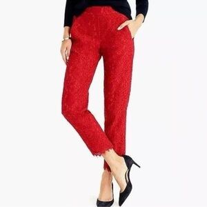 J. Crew Red Lace Cropped Pants Sz 2P